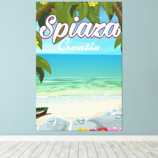 Spiaza Kroatië strandvakantie-poster Canvas Afdruk (Insitu (Houten vloer))