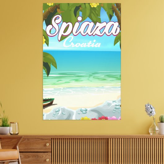 Spiaza Kroatië strandvakantie-poster Canvas Afdruk (Insitu (Woonkamer))