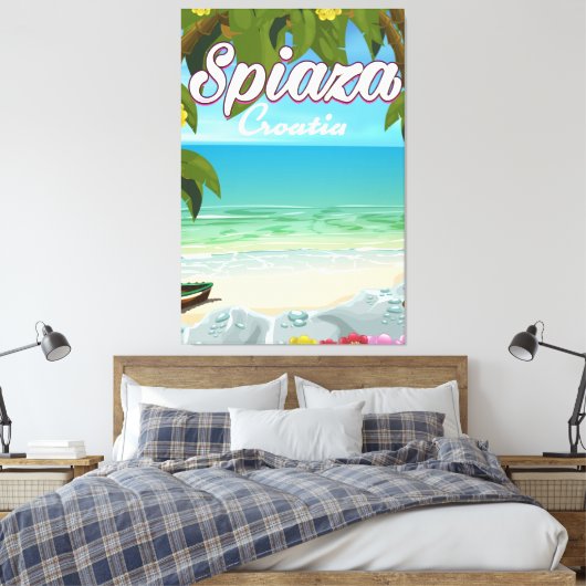Spiaza Kroatië strandvakantie-poster Canvas Afdruk (Insitu (Slaapkamer))
