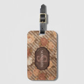  Spice Copper Roos | Rustiek bloemenmonogram Bagagelabel (Voorkant (verticaal))