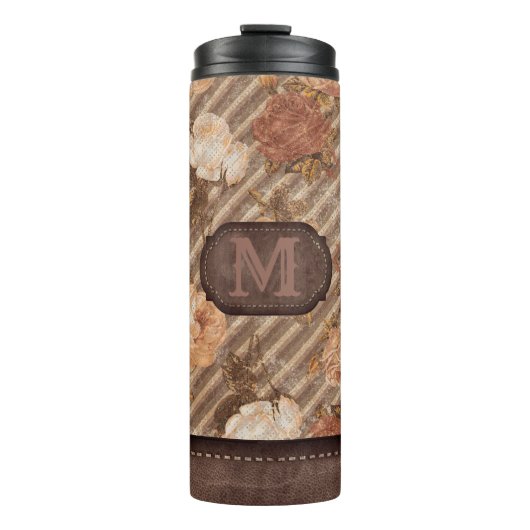 Spice Copper Roos | Rustiek bloemenmonogram Thermosbeker (Voorkant)