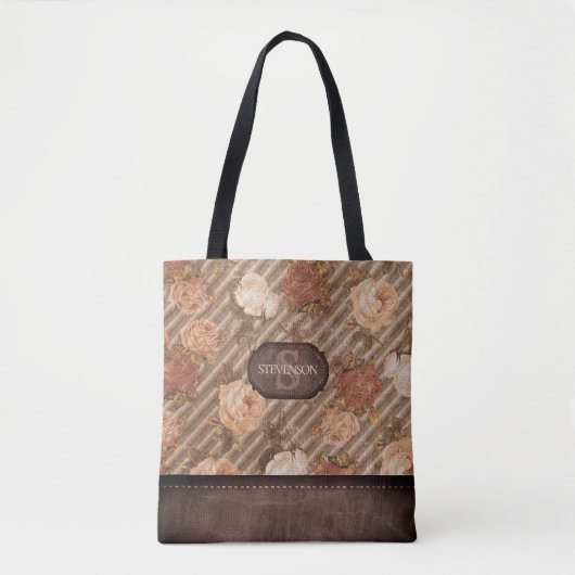  Spice Copper Roos | Rustiek bloemenmonogram Tote Bag (Voorkant)