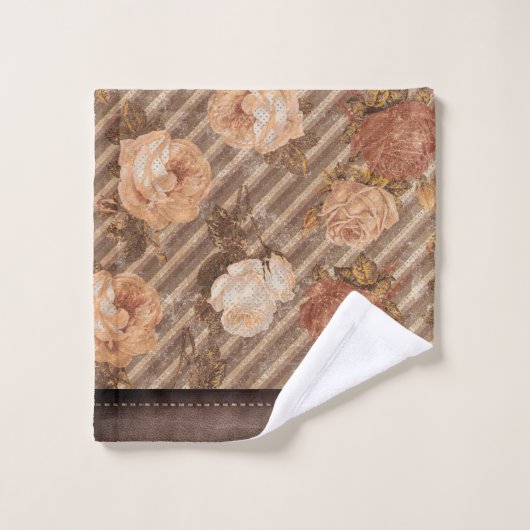  Spice Copper Roos | Rustiek kunstleer Bad Handdoek (Wasdoekje)