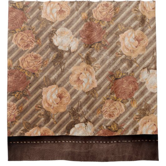  Spice Copper Roos | Rustiek kunstleer Douchegordijn (Voorkant)