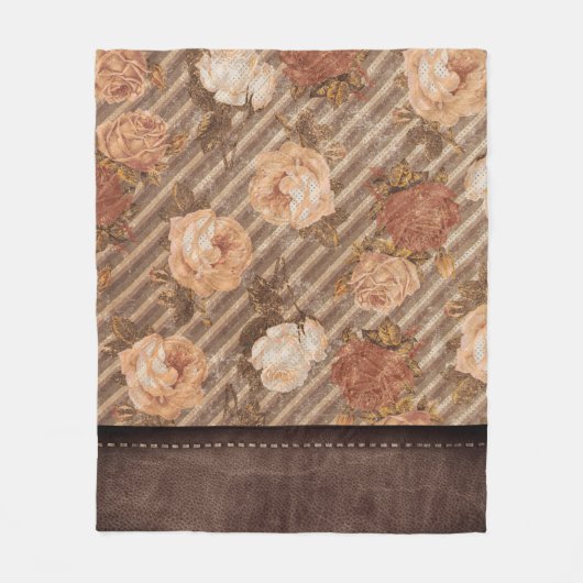  Spice Copper Roos | Rustiek kunstleer Fleece Deken (Voorkant)
