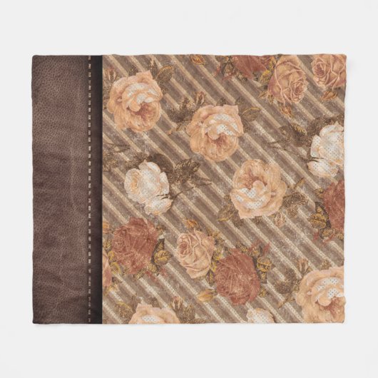  Spice Copper Roos | Rustiek kunstleer Fleece Deken (Voorkant (Horizontaal))