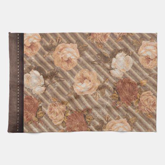  Spice Copper Roos | Rustiek kunstleer Theedoek (Horizontaal)