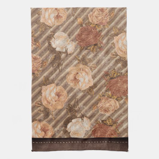  Spice Copper Roos | Rustiek kunstleer Theedoek (Verticaal)