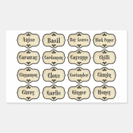 Spice Jar Labels Sticker instellen (Voorkant)