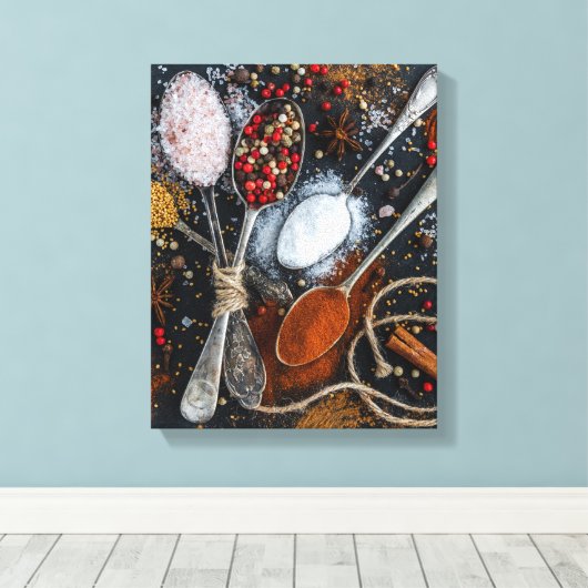 Spice Kitchen Wall Art Canvas Afdruk (Insitu (Houten vloer))