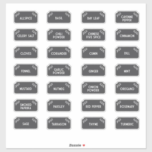 Spice Labels wit op zwart (Vel)