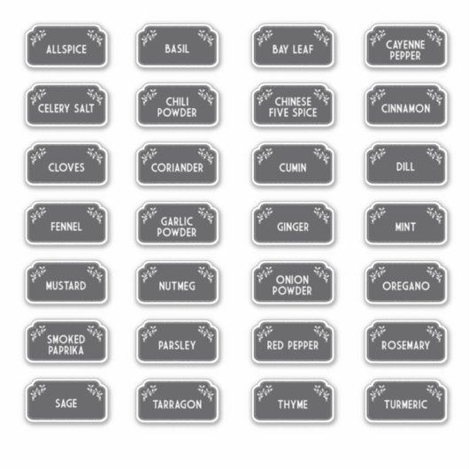Spice Labels wit op zwart (Voorkant)