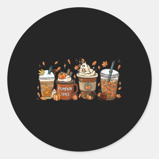 Spice Latte Herfst Koffiepompoen Spice Thanksgivin Ronde Sticker (Voorkant)