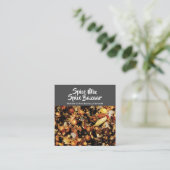 Spice mix foto grijs wit modern vierkante visitekaartje (Staand voorkant)