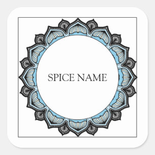 Spice Naam Decoratieve Bloemenrand Spice Jar Label