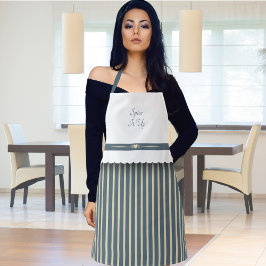 Spice Of Life Blauw en Beige Gestreepte Keuken Sch Schort