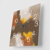 Spice of Life - Bruin Geel Sinaasappel Abstracte k Vierkante Klok (Hoek)