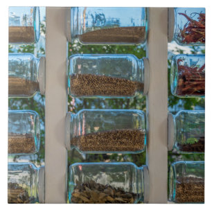 Spice potjes display uitzicht keramische tegel tegeltje