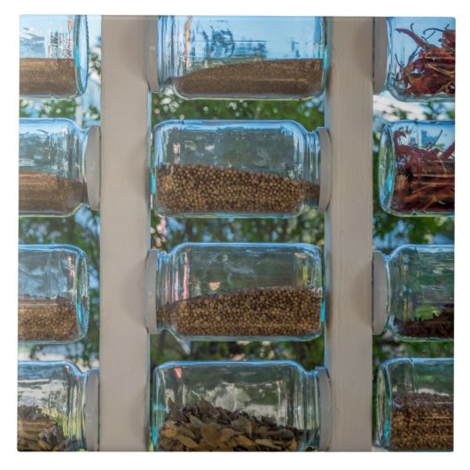 Spice potjes display uitzicht keramische tegel tegeltje (Voorkant)
