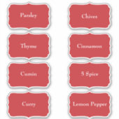 Spice Rack Waterdichte Elegante Rode Pantry Labels (Voorkant)