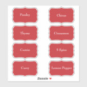 Spice Rack Waterdichte Elegante Rode Pantry Labels (Vel)