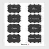 Spice Rack Waterdichte Elegante Zwarte Pantry Labe Sticker (Vel)