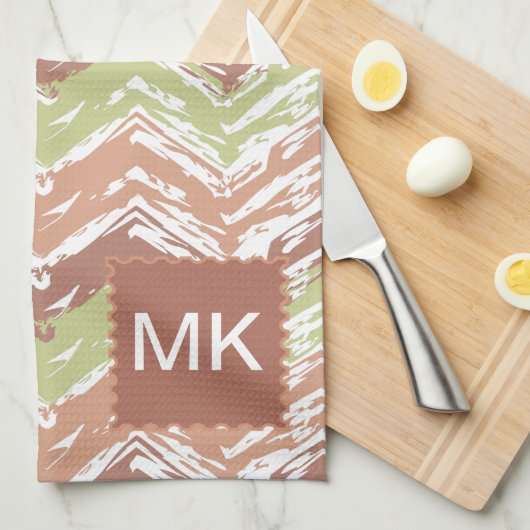 Spice Scribble Chevron ZigZag Theedoek (Quarter Fold)