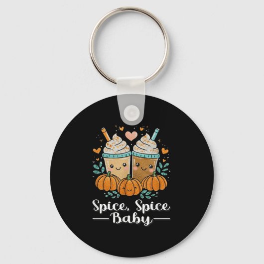 Spice Spice Baby Kawaii Pumpkin Spice Latte Lover Sleutelhanger (Voorkant)