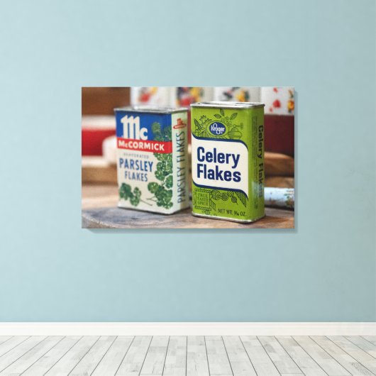 Spice Tins - Peterselie Flakes Duo Canvas Afdruk (Insitu (Houten vloer))