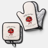 Spice toevoegen, de timer overslaan - grappig en b ovenwant & pannenlap set (Voorkant / Achterkant)