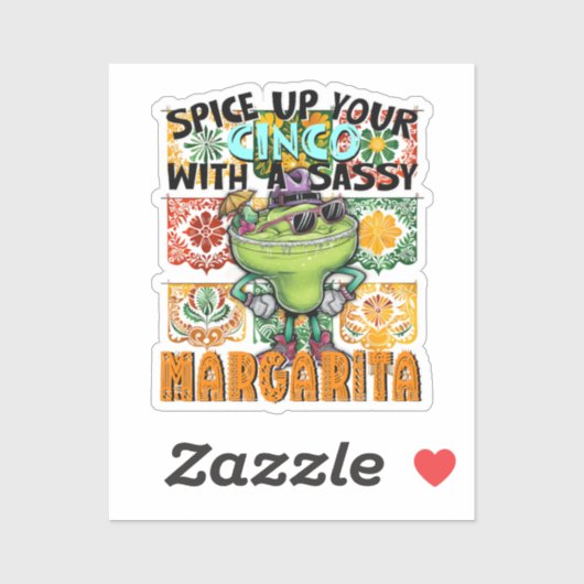 Spice up je Cinco, Sassy Margarita, Mexicaans Sticker (Vel)
