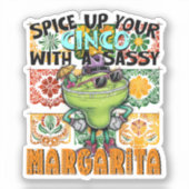 Spice up je Cinco, Sassy Margarita, Mexicaans Sticker (Voorkant)