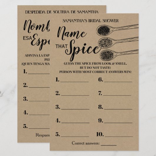 Spice vrijgezellenfeest game engels spaans (Voorkant / Achterkant)