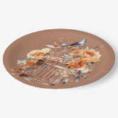 Spiced Cider Sinaasappel Gold Blue Birdcage Papieren Bordje (Gekanteld)