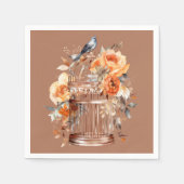 Spiced Cider Sinaasappel Gold Blue Birdcage Servet (Voorkant)