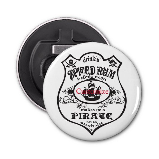 Spiced Rum Pirate Drink Thunder_Cove Button Flesopener (Voorkant)