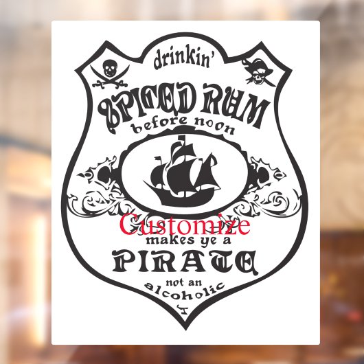 Spiced Rum Pirate Drink Thunder_Cove Raamsticker (Vel 2)