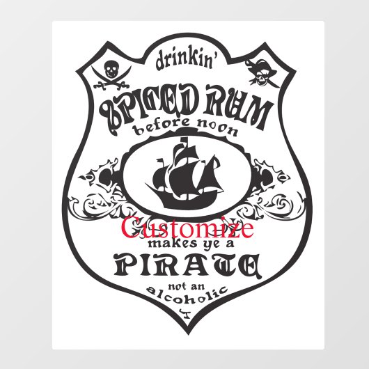 Spiced Rum Pirate Drink Thunder_Cove Raamsticker (Vel)
