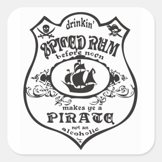 Spiced Rum Pirate Drink Thunder_Cove Vierkante Sticker (Voorkant)