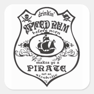 Spiced Rum Pirate Drink Thunder_Cove Vierkante Sticker
