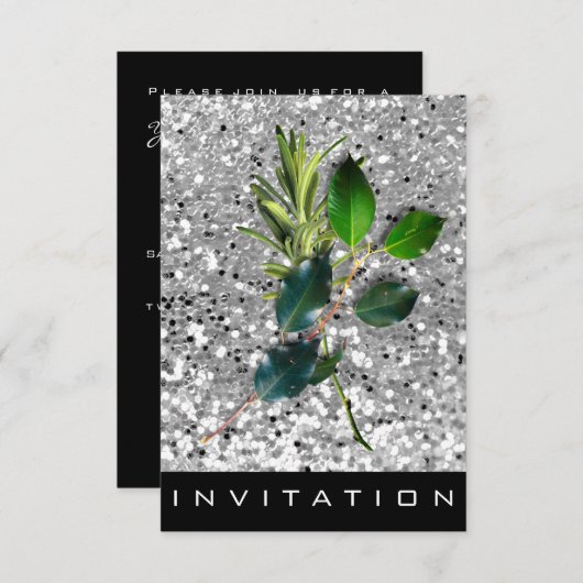 Spices Italiaanse Chef Dinner House Silver Glitter Kaart (Voorkant / Achterkant)