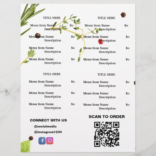 Spices Thema Restaurant Afhaalmenu met QR-code Flyer (Achterkant)