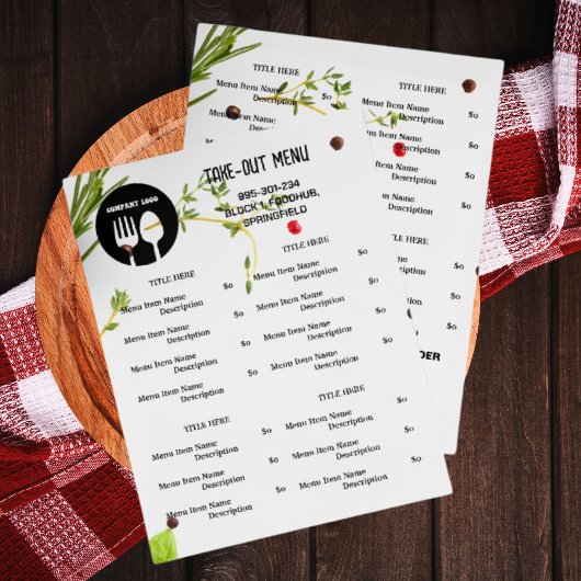 Spices Thema Restaurant Afhaalmenu met QR-code Flyer