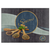 Spices Wooden Stirring Spoon met specerijenmonogra Snijplank (Voorkant)