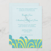 Spicy Aqua Limoen Swirl Patroon Bruiloft Uitnodigi Kaart (Voorkant / Achterkant)