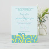 Spicy Aqua Limoen Swirl Patroon Bruiloft Uitnodigi Kaart (Staand voorkant)