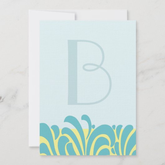 Spicy Aqua Limoen Swirl Patroon Bruiloft Uitnodigi Kaart (Achterkant)