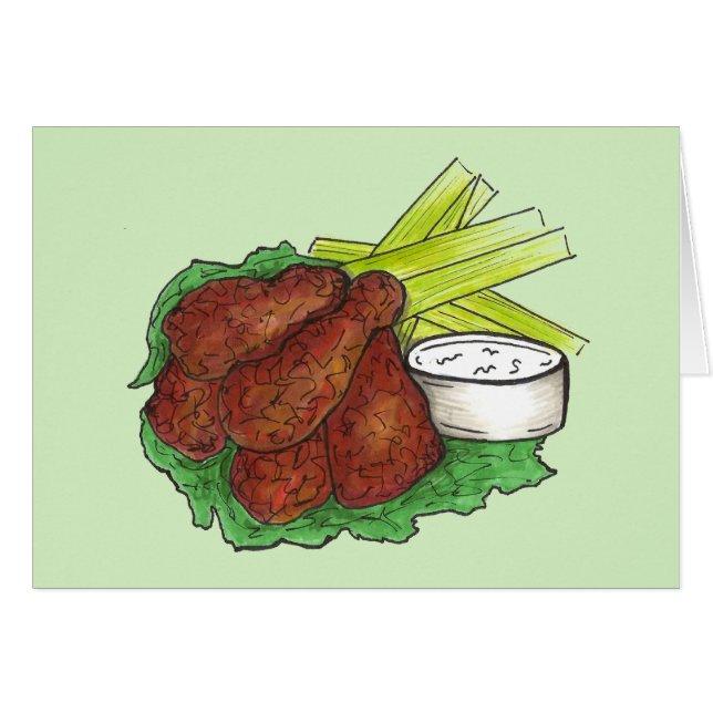 Spicy BBQ Buffalo Chicken Wings New York Bar Food (Voorkant Horizontaal)