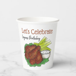 Spicy BBQ Buffel Kip Wings Tailgate Groot Spel Papieren Bekers