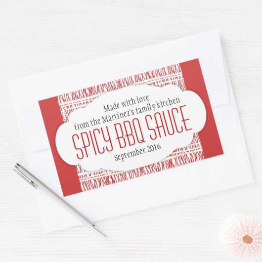Spicy BBQ red food label sticker (Envelop)